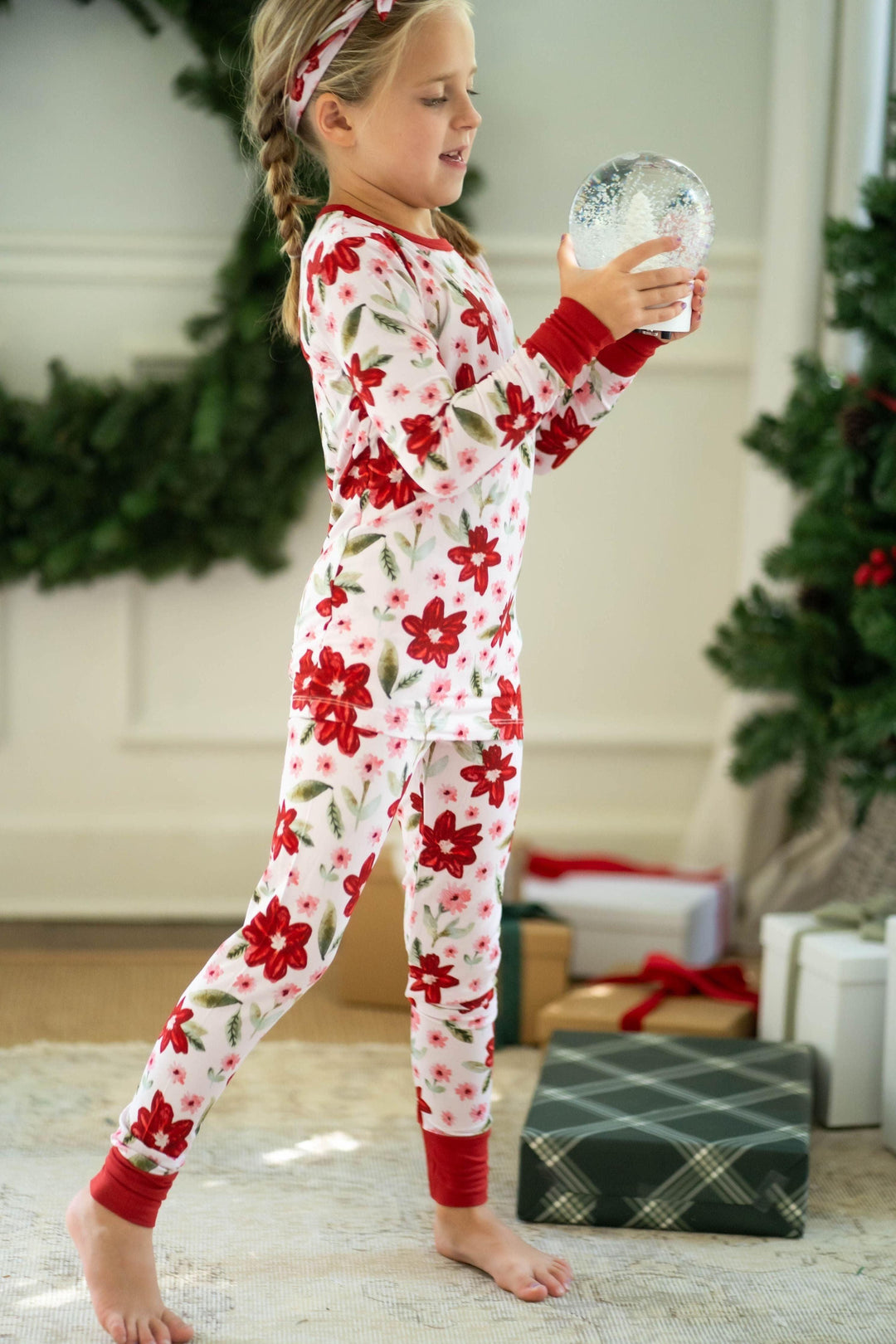 Petal Perfect Poinsettia Kids' Two-Piece Pajama Set