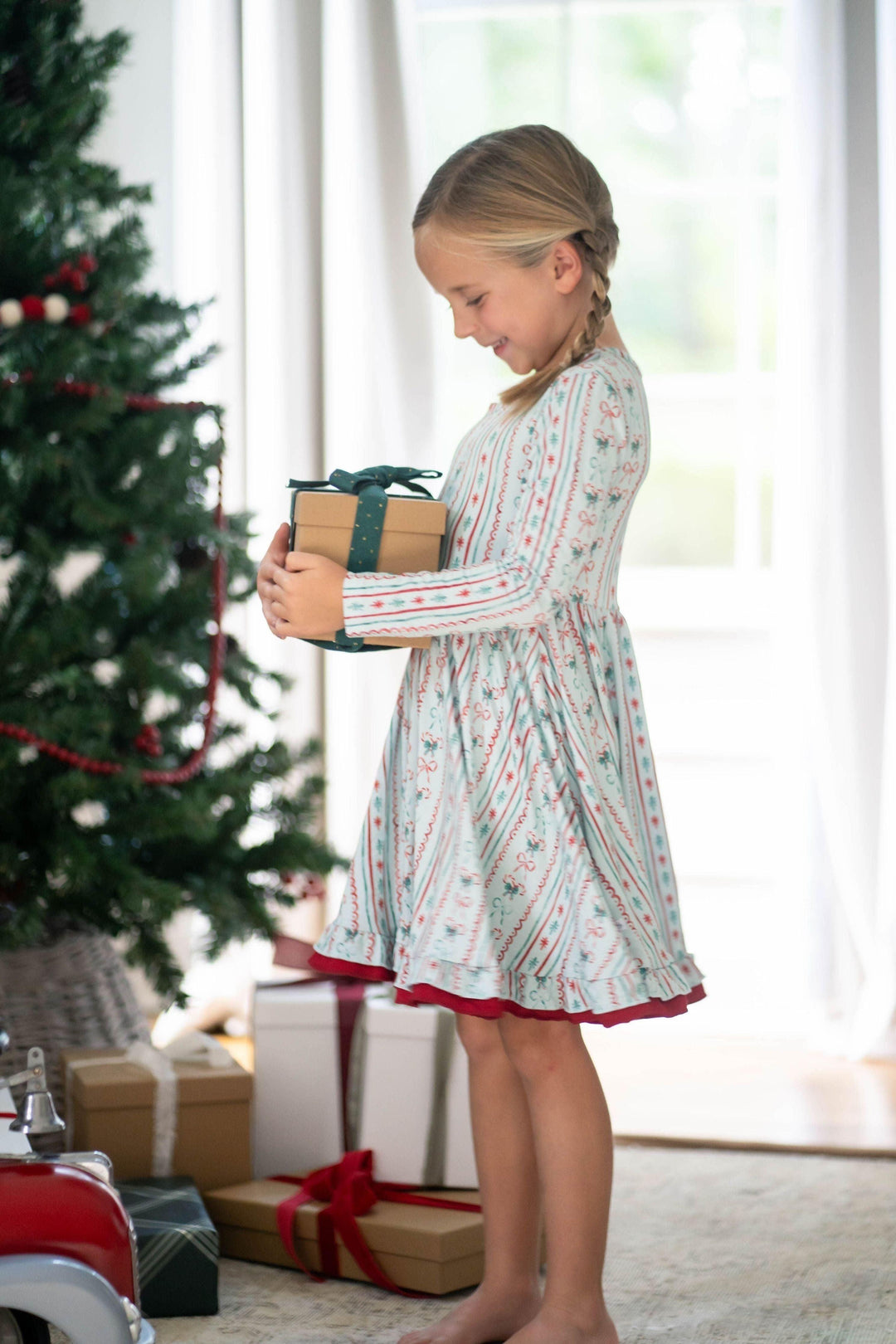 Vintage Christmas Girls' Twirl Dress