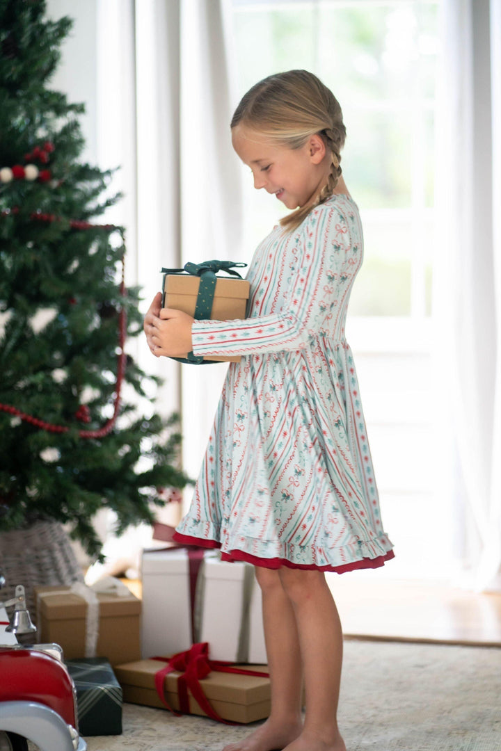 Vintage Christmas Girls' Twirl Dress