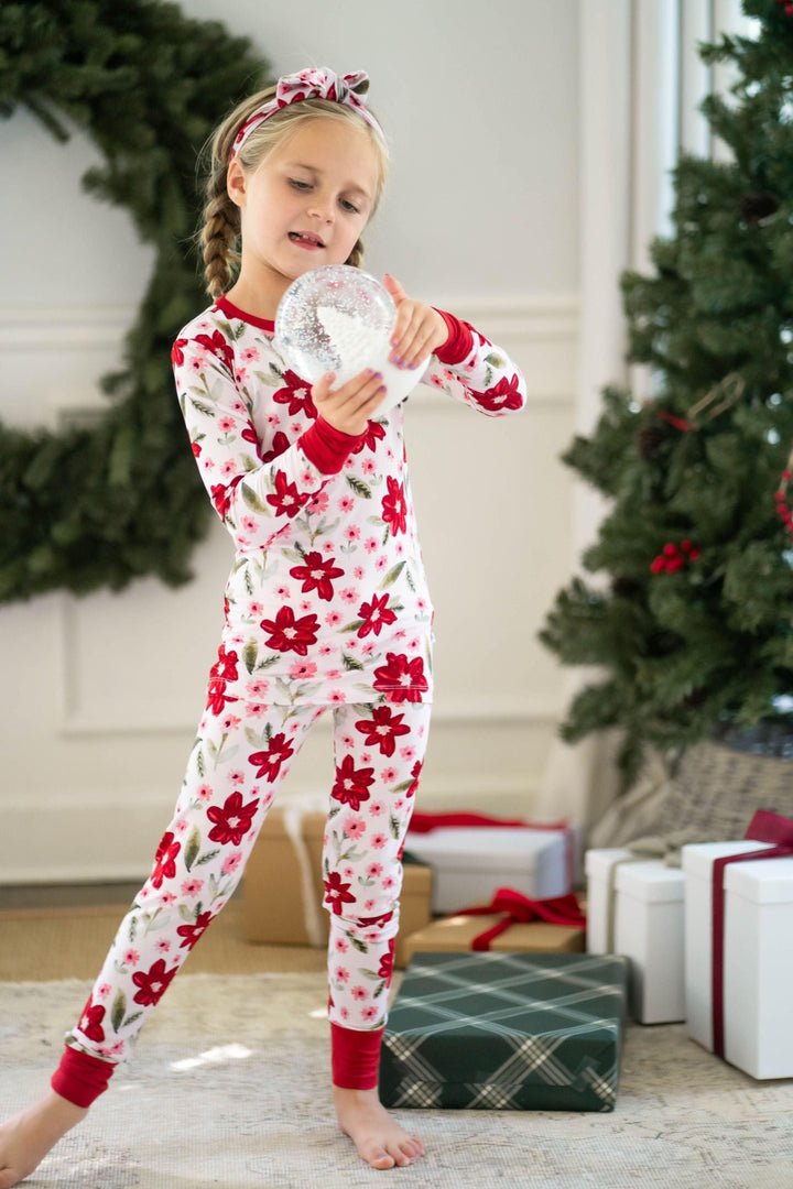 Petal Perfect Poinsettia Kids' Two-Piece Pajama Set