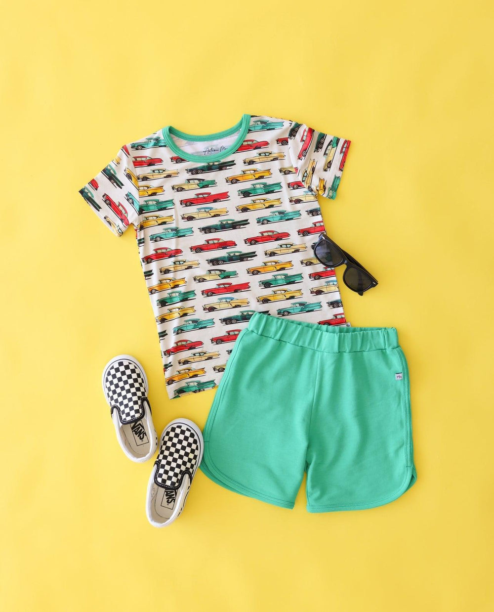 French Terry Kids Shorts - Lagoon Green