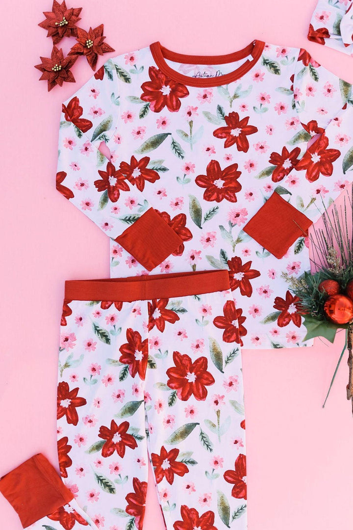Petal Perfect Poinsettia Kids' Two-Piece Pajama Set