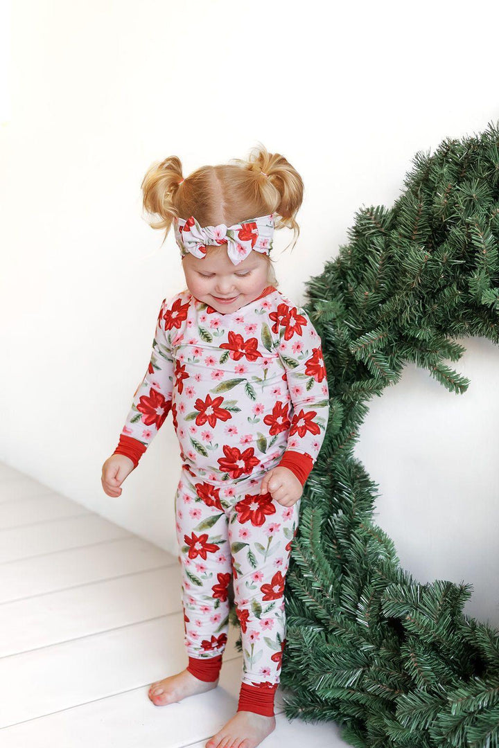 Petal Perfect Poinsettia Kids' Two-Piece Pajama Set