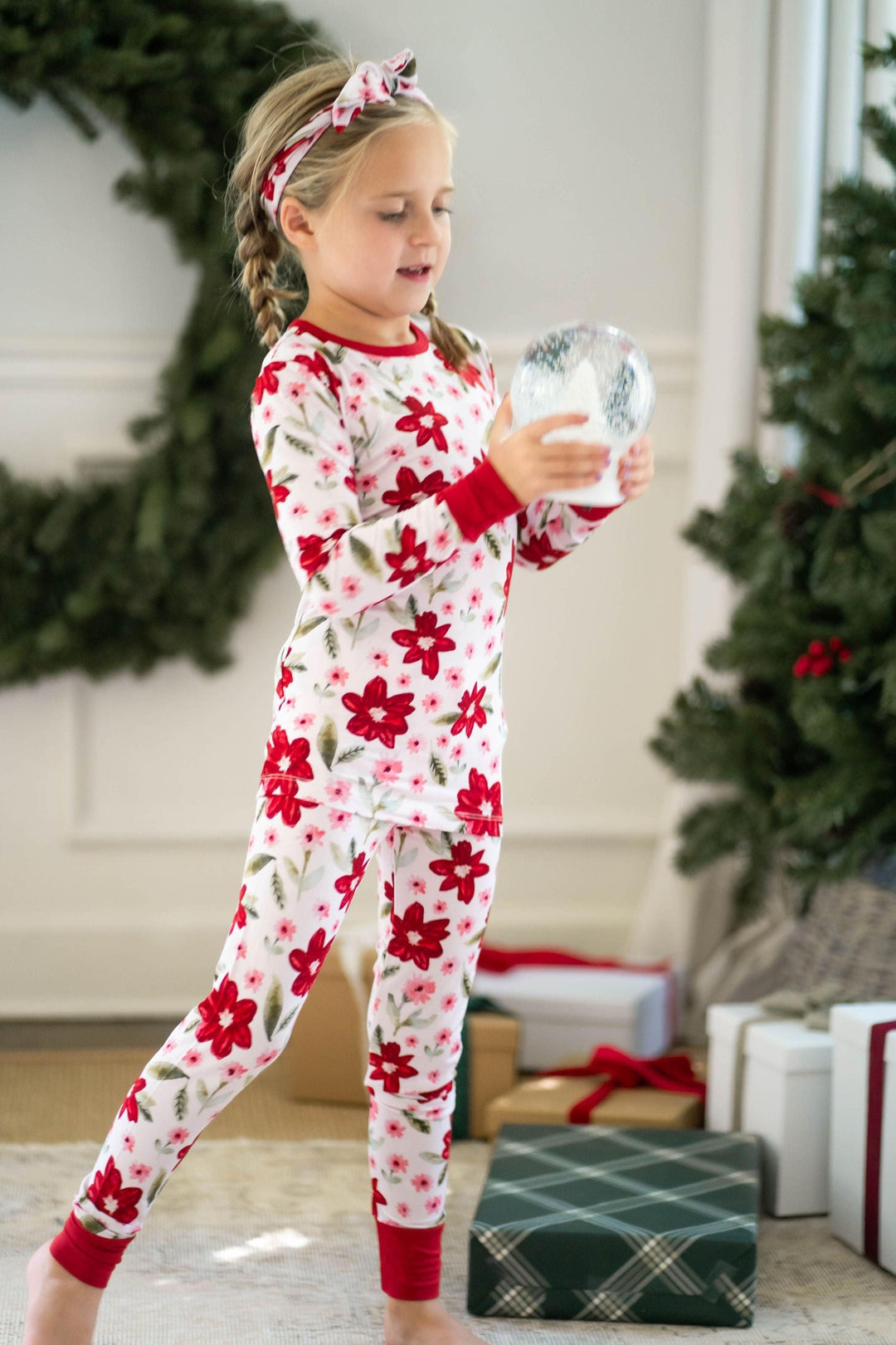 Petal Perfect Poinsettia Kids' Two-Piece Pajama Set