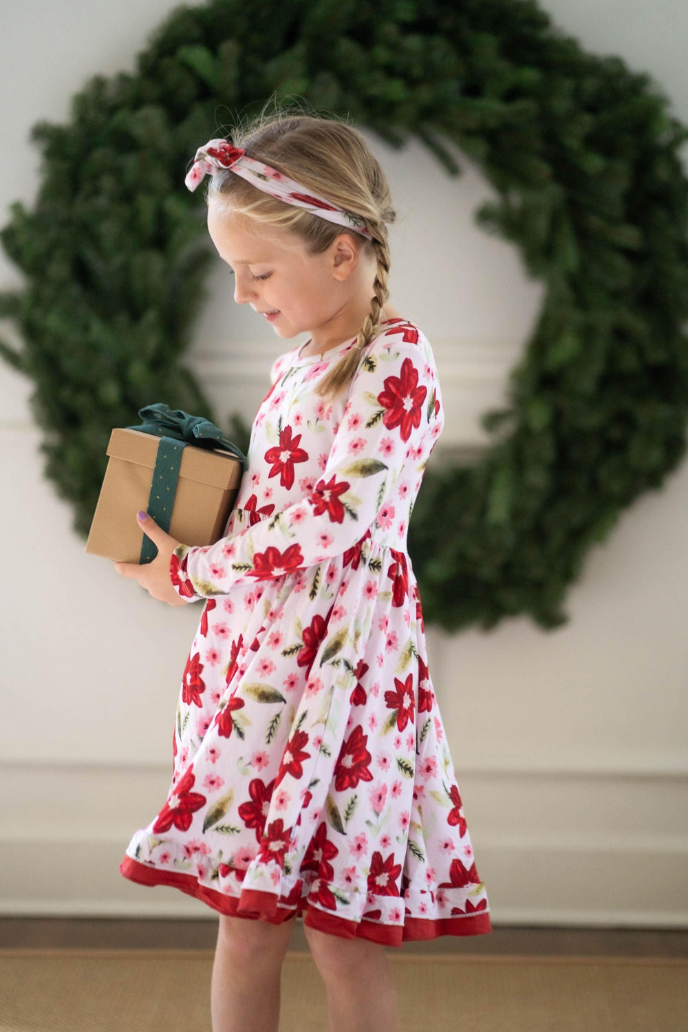 Petal Perfect Poinsettia Girls' Twirl Dress