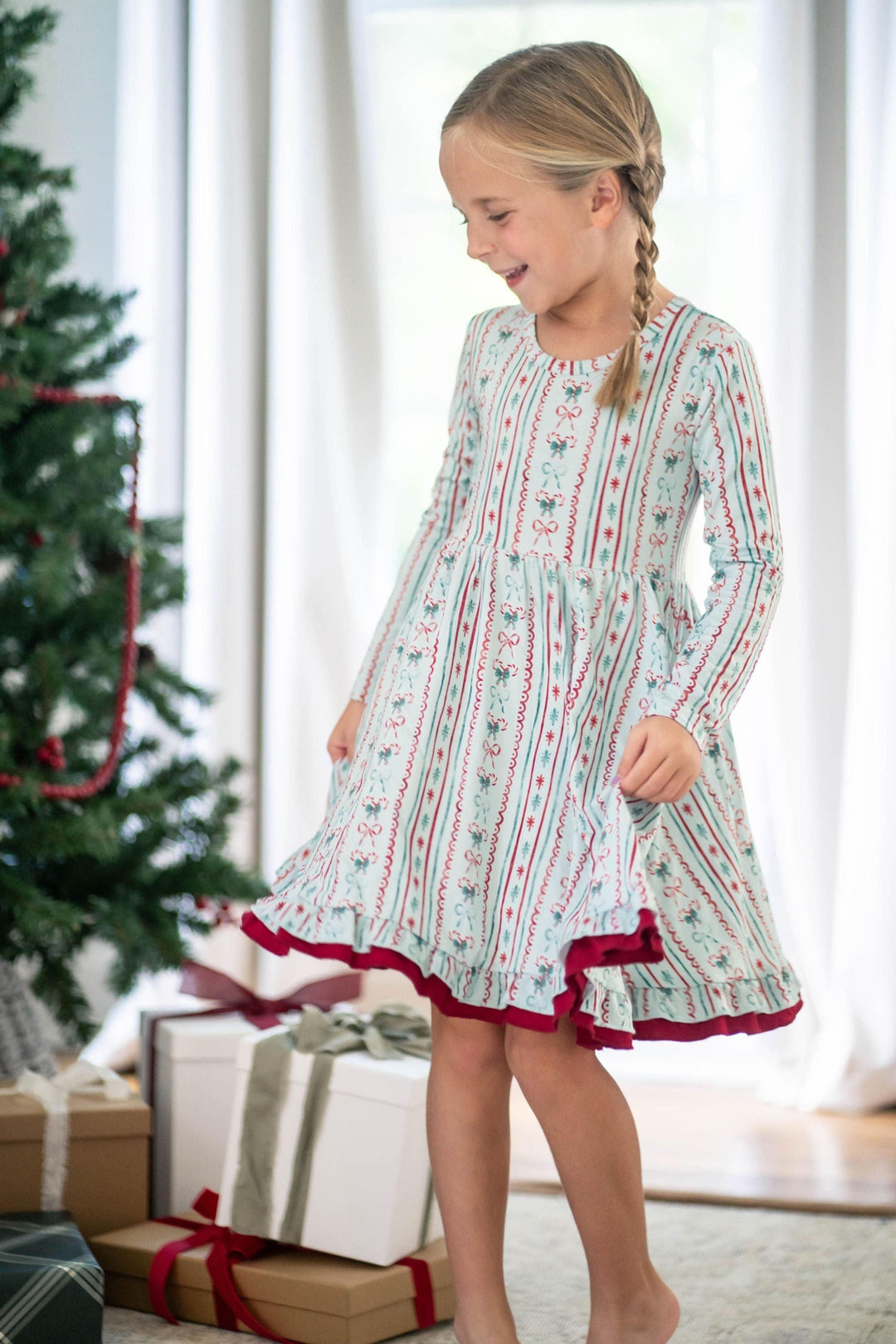 Vintage Christmas Girls' Twirl Dress
