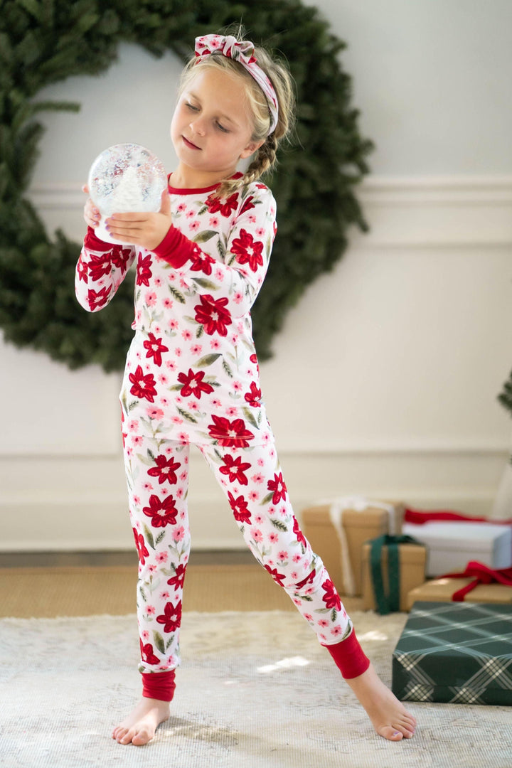 Petal Perfect Poinsettia Kids' Two-Piece Pajama Set