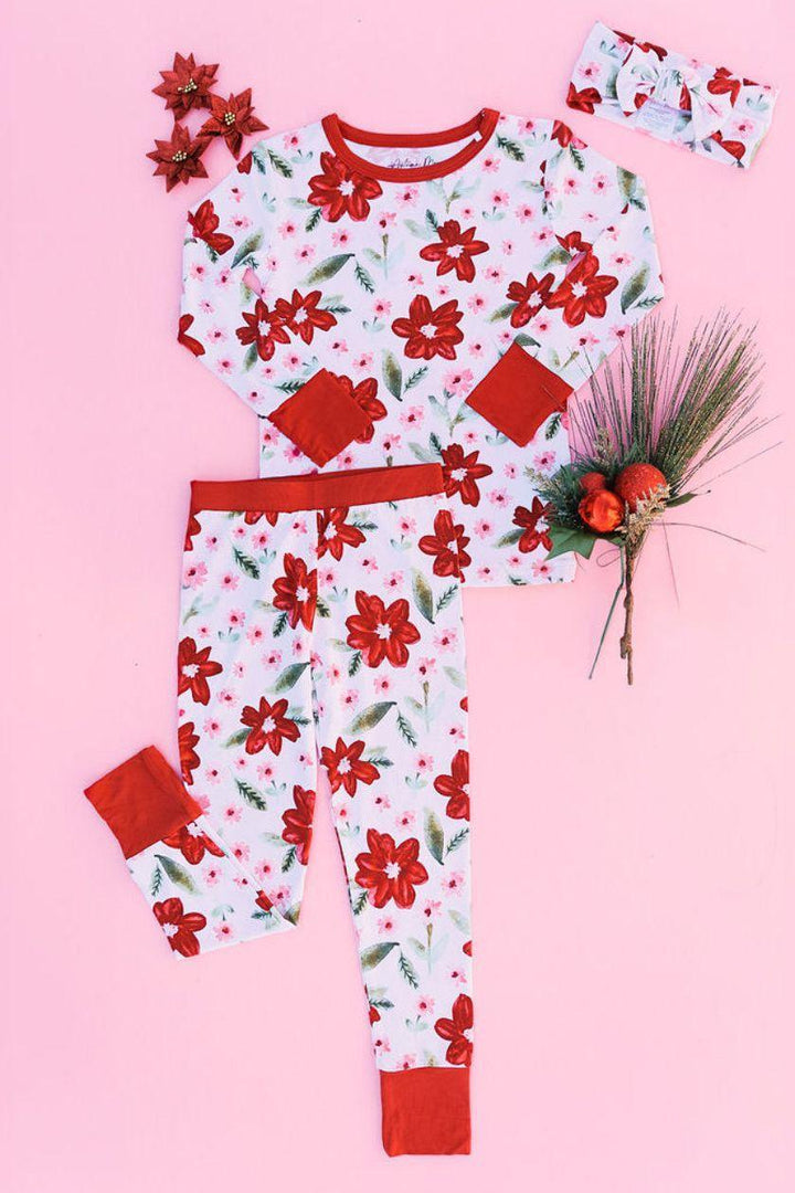 Petal Perfect Poinsettia Kids' Two-Piece Pajama Set