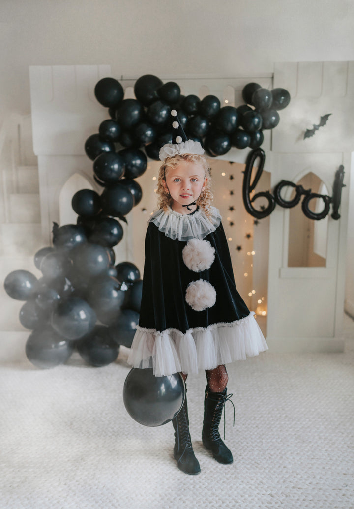 Pirouette Clown Costume – Kids Halloween Cape & Hat, Toddler to Teen