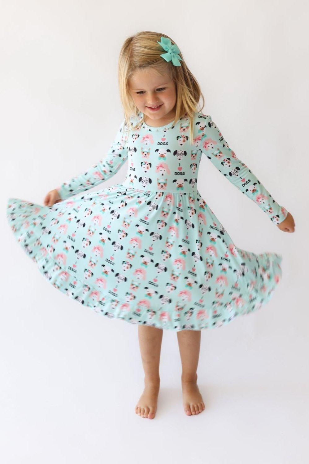 I <3 Dogs Girls' Bamboo Twirl Dress