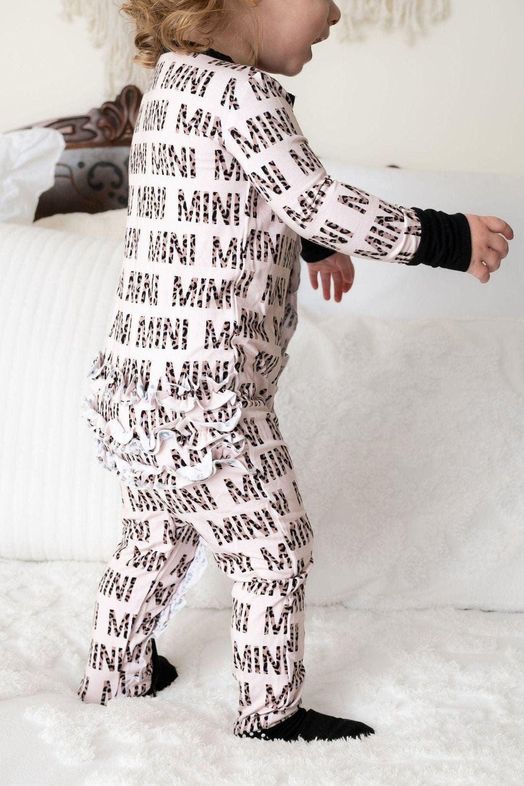 "Mini" Leopard Bamboo One-Piece Zipper Pajamas