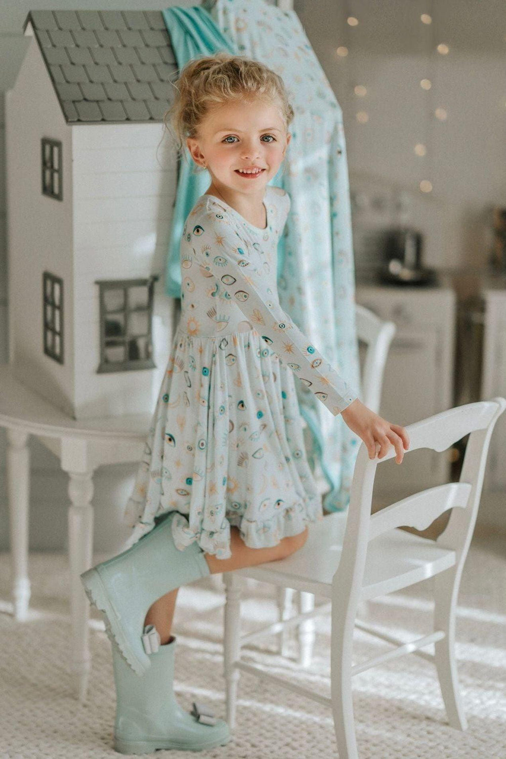 Blue Evil Eye Girls' Bamboo Twirl Dress