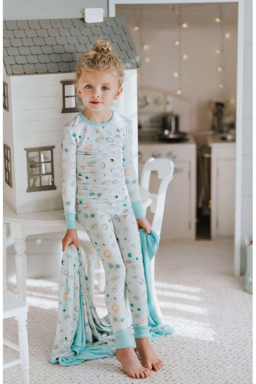 Blue Evil Eye Kids' Bamboo Two-Piece Pajama Set