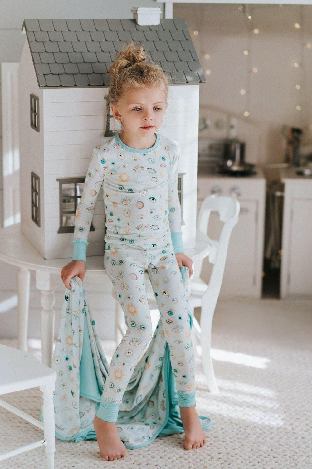 Blue Evil Eye Kids' Bamboo Two-Piece Pajama Set
