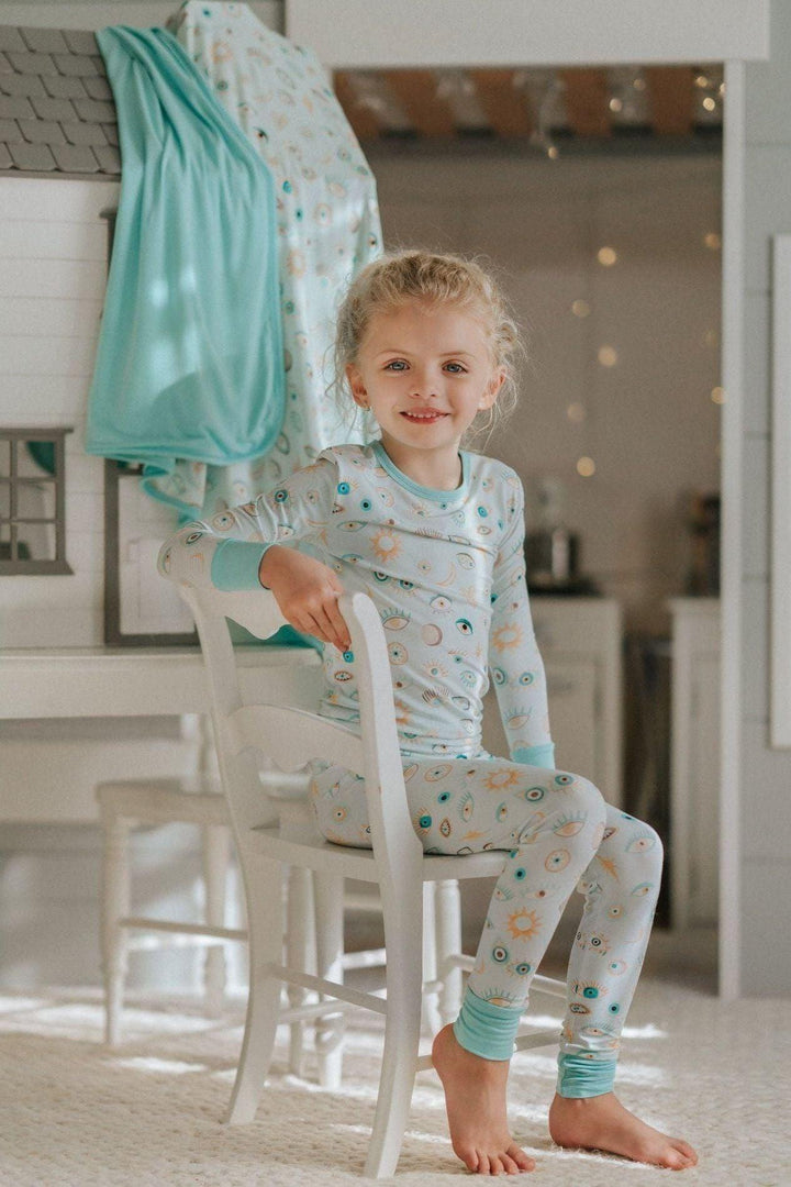 Blue Evil Eye Kids' Bamboo Two-Piece Pajama Set