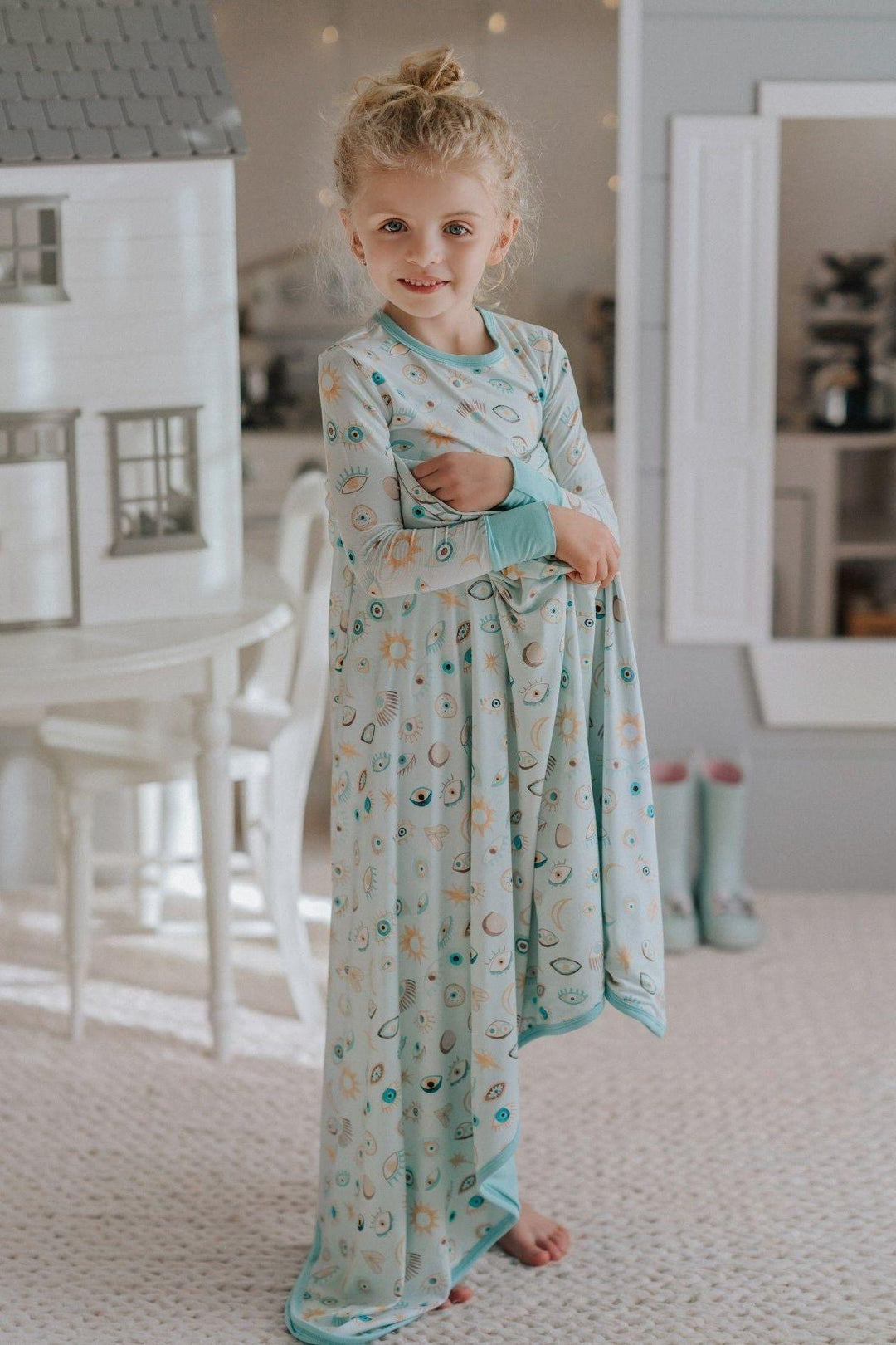 Blue Evil Eye Kids' Bamboo Two-Piece Pajama Set
