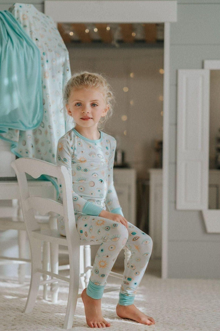 Blue Evil Eye Kids' Bamboo Two-Piece Pajama Set