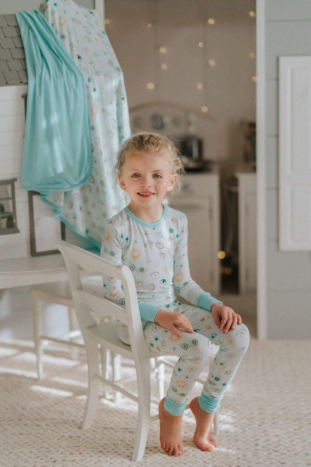 Blue Evil Eye Kids' Bamboo Two-Piece Pajama Set