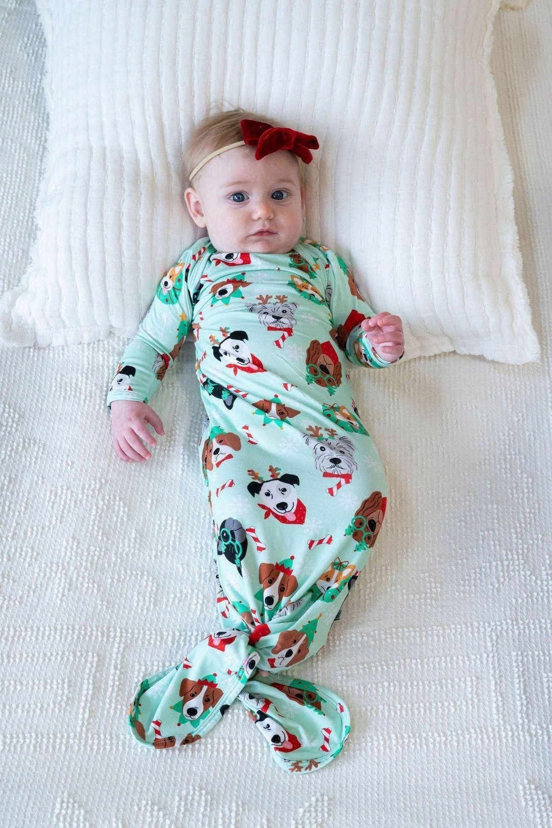 Christmas Dogs Newborn Knotted Gown