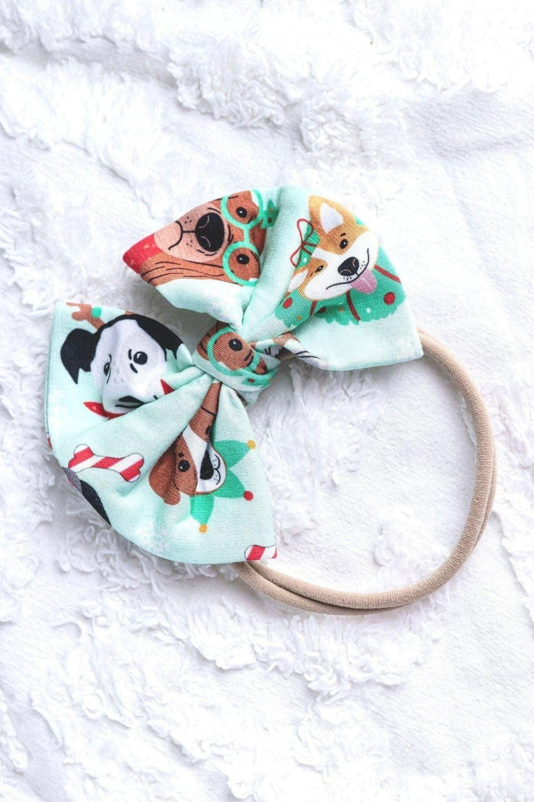 Christmas Dogs Bamboo Hair Bow Headband
