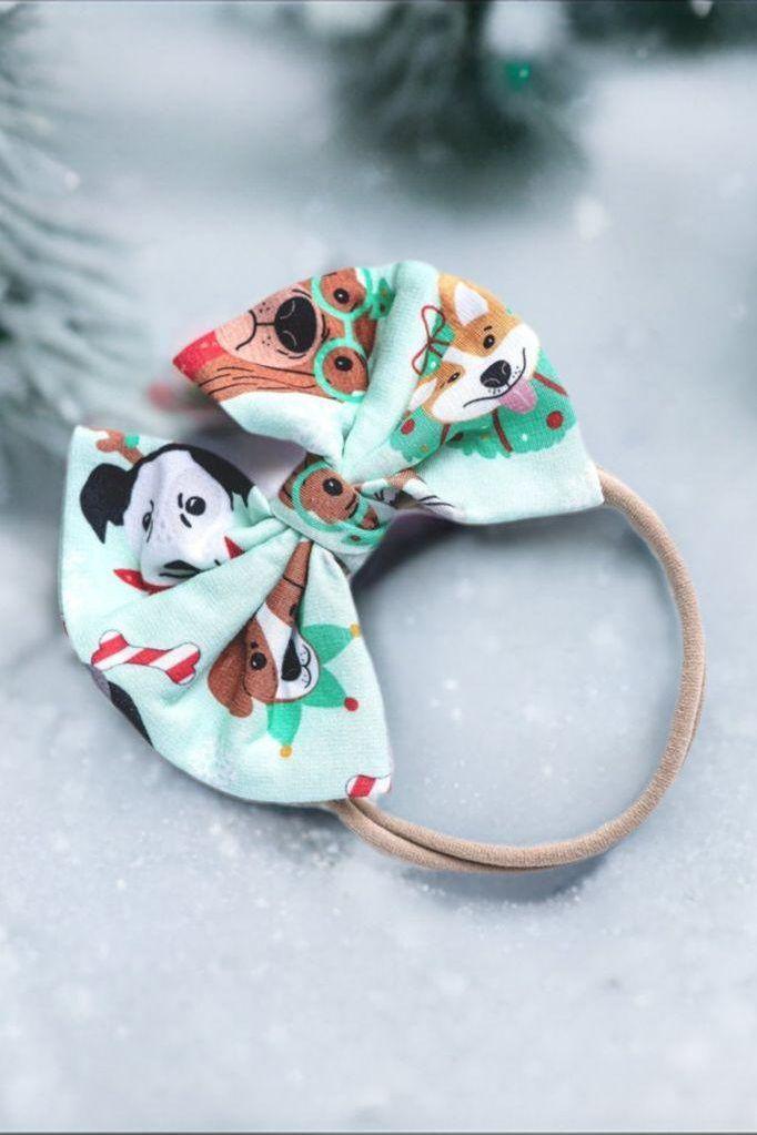 Christmas Dogs Bamboo Hair Bow Headband