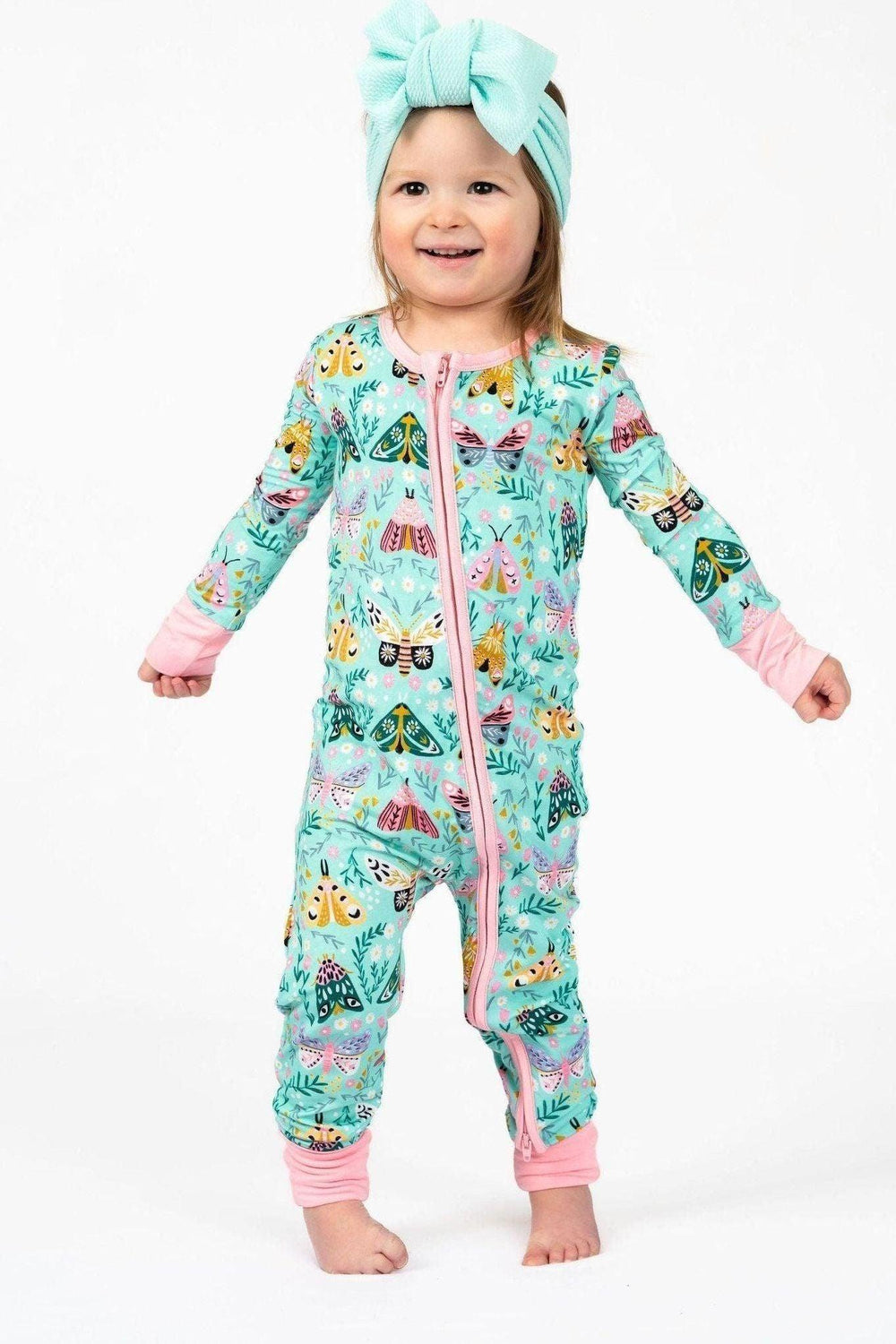 Vibrant Moth Bamboo One-Piece Zipper Pajamas