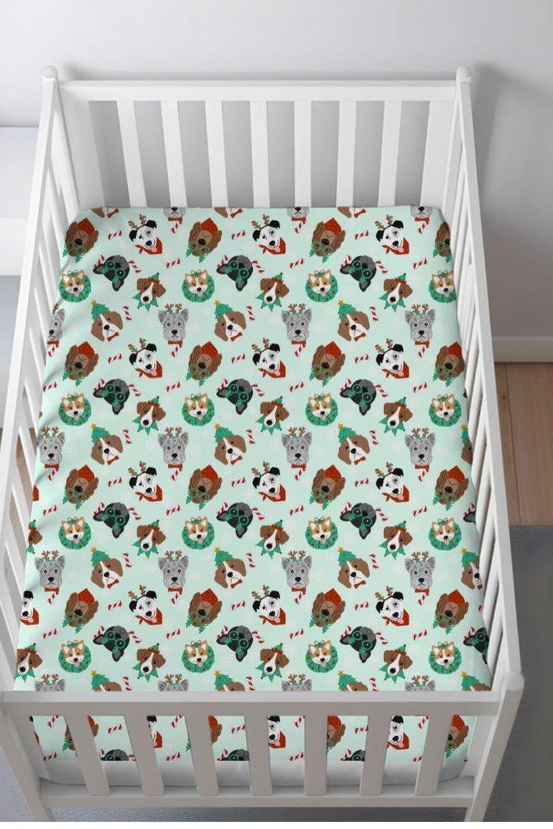 Christmas Dogs Bamboo Crib Sheet