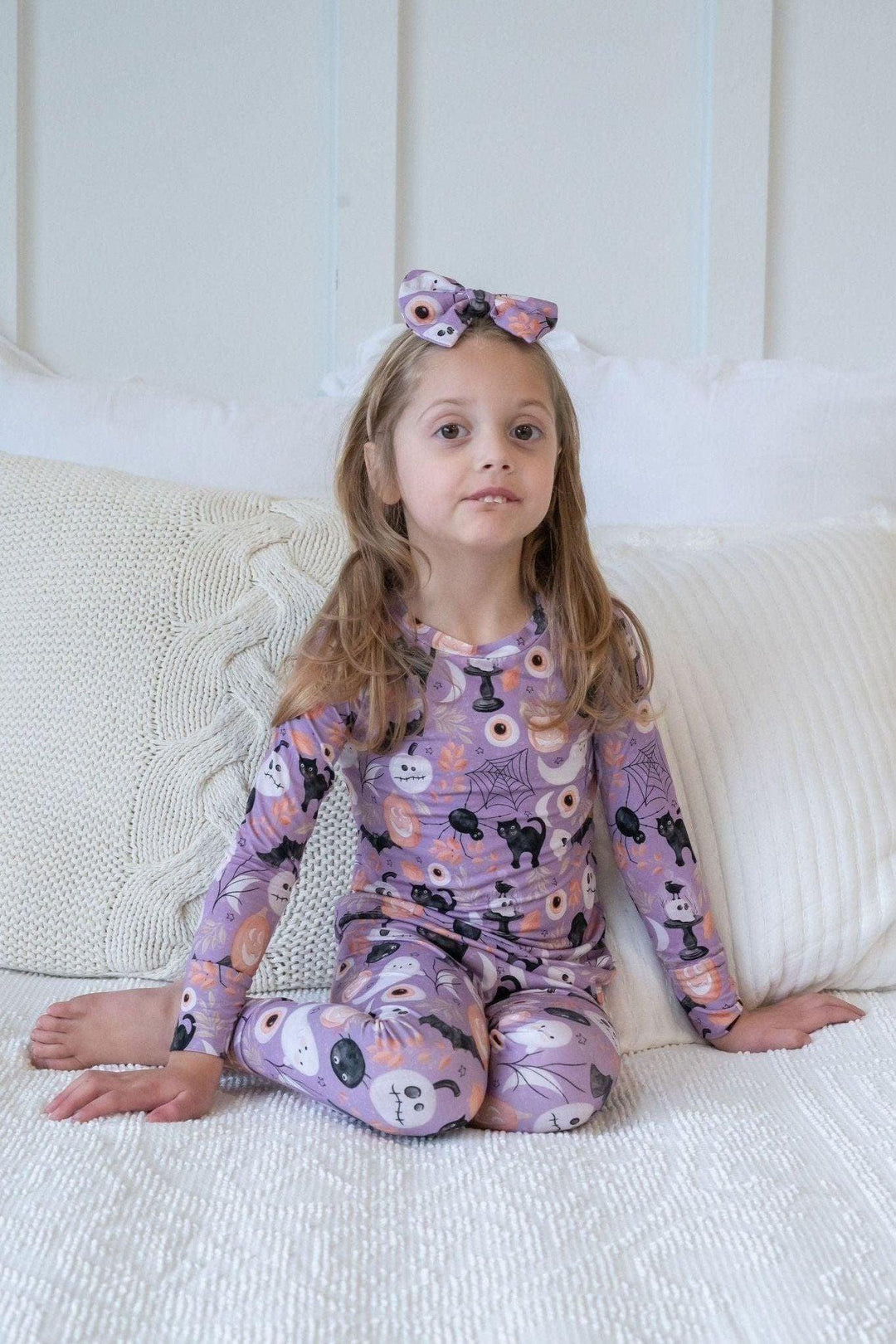 Purple Witches & Ghosts Kids' Bamboo Two-Piece Pajama Set