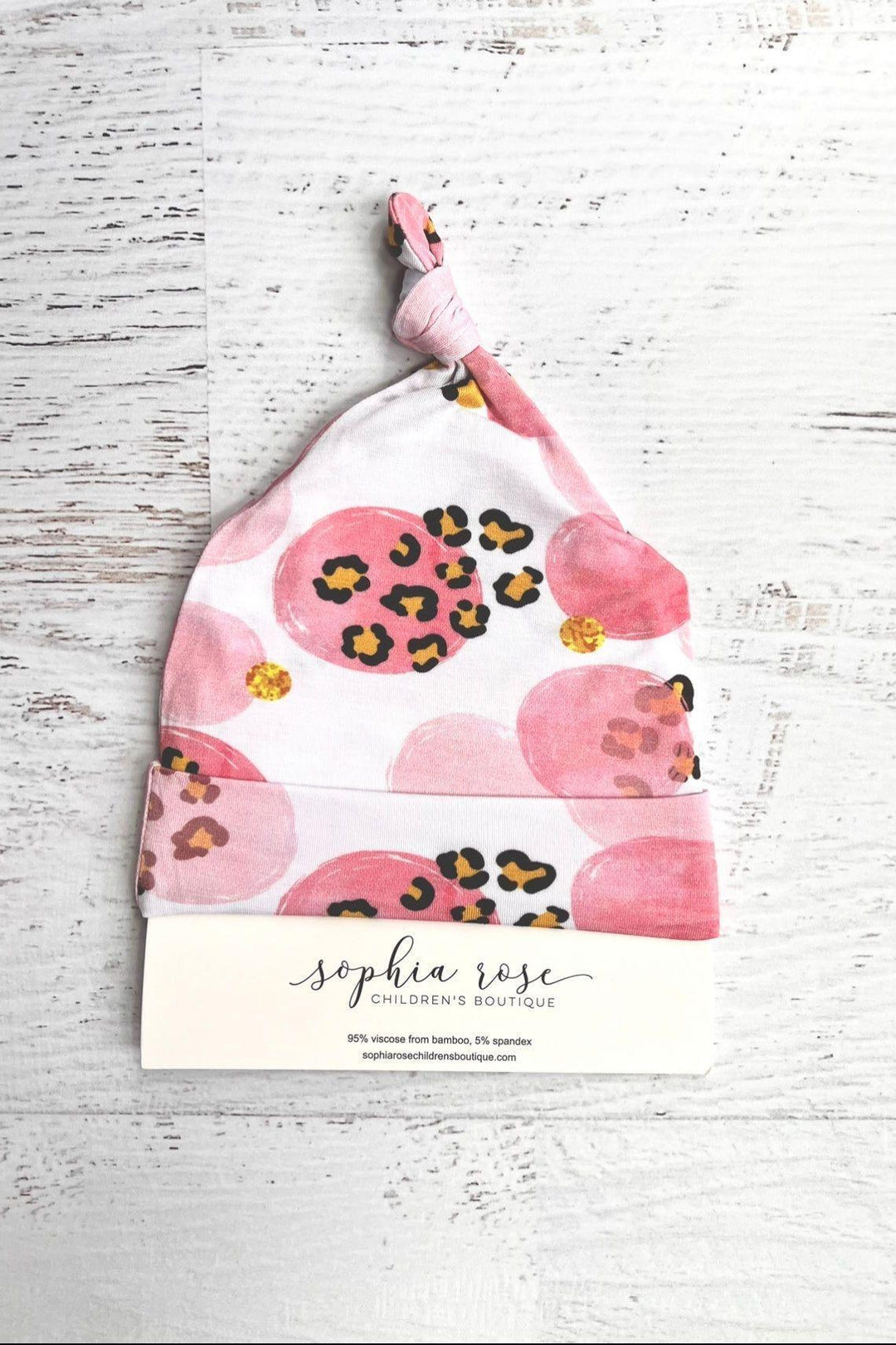Pink & Black Leopard Newborn Bamboo Beanie Hat