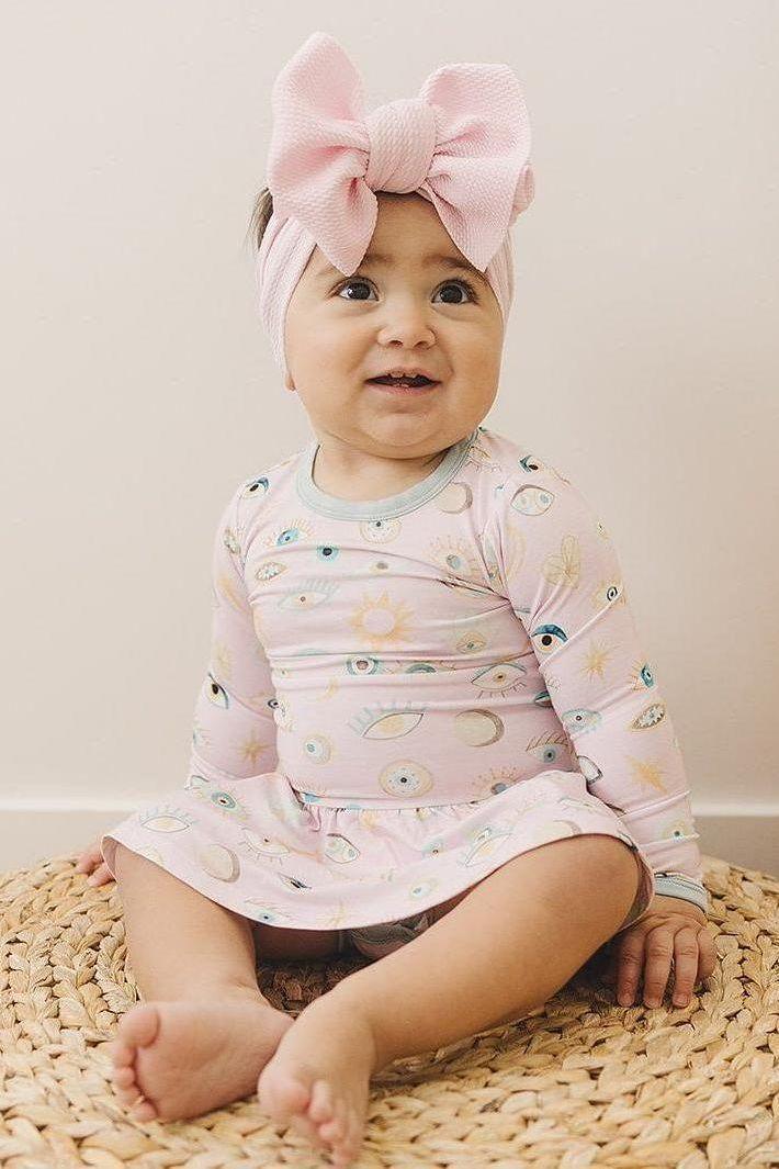 Pink Evil Eye Bamboo Skirted Bodysuit