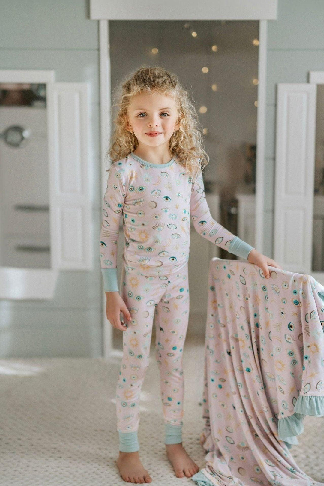 Pink Evil Eye Kids' Two-Piece Pajama Set