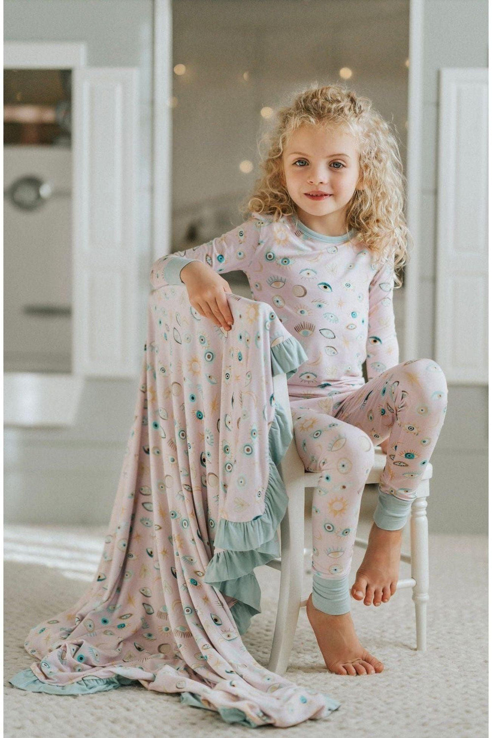Pink Evil Eye Kids' Two-Piece Pajama Set
