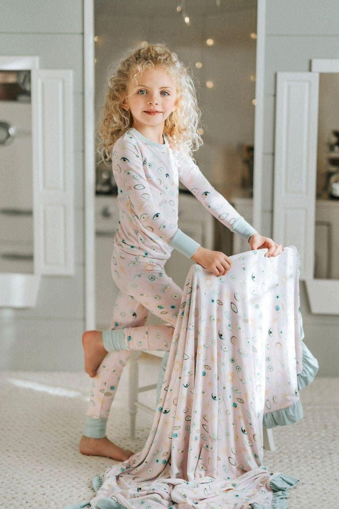 Pink Evil Eye Kids' Two-Piece Pajama Set