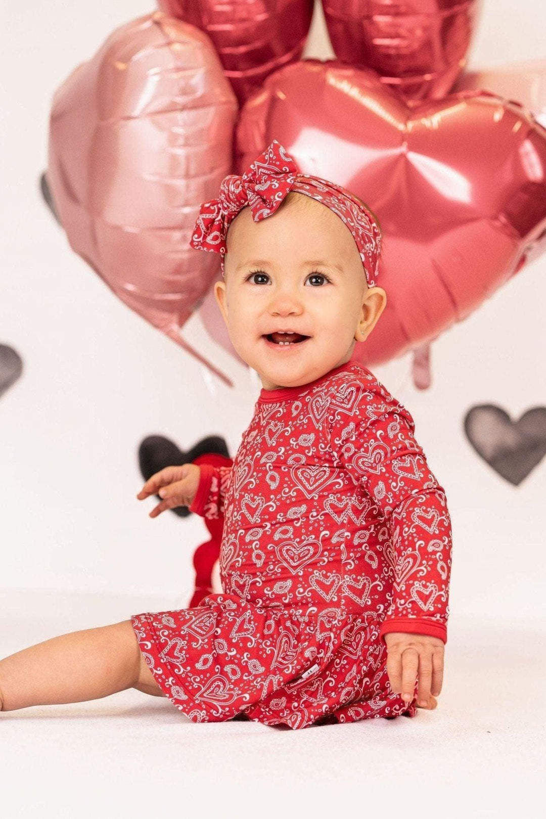Red Paisley Hearts Skirted Bodysuit