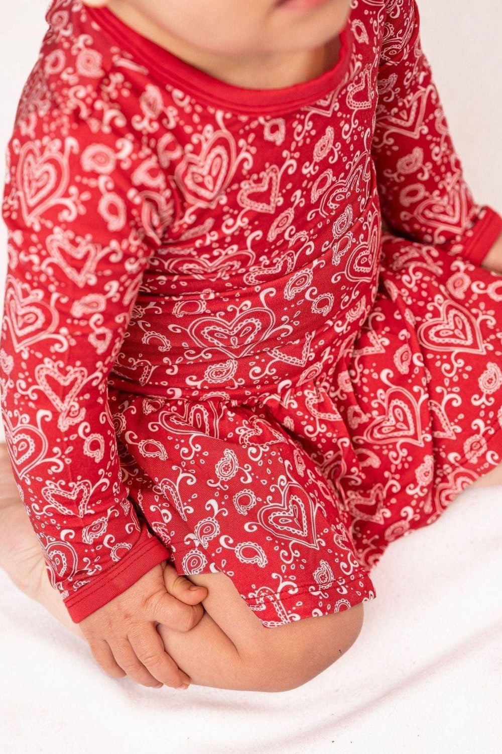 Red Paisley Hearts Skirted Bodysuit