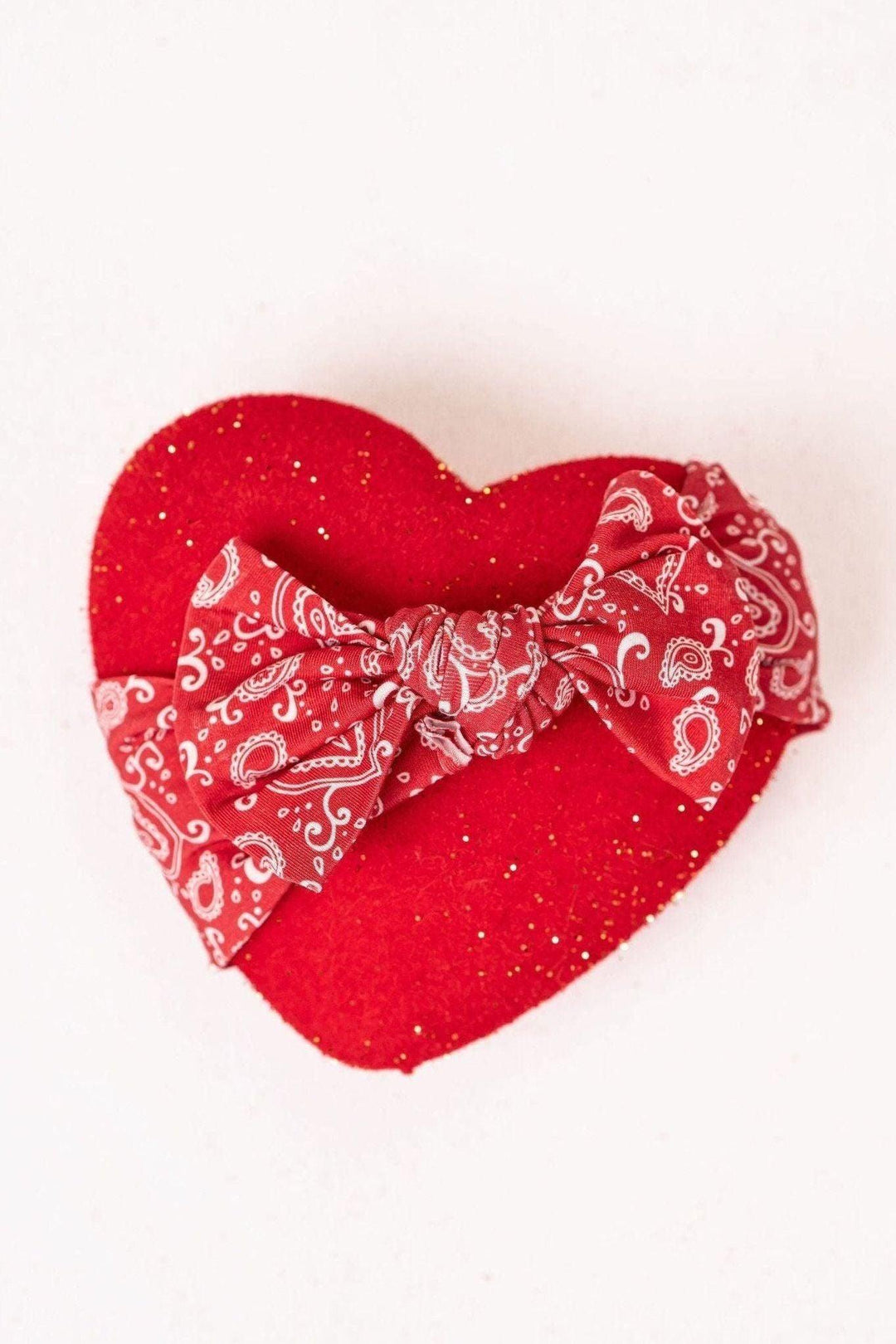 Red Paisley Hearts Bamboo Knotted Headband