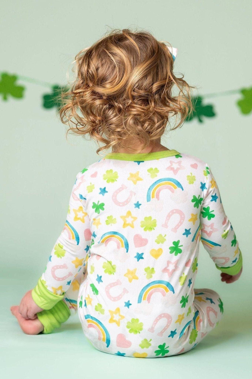 Shamrocks & Rainbows Bamboo One-Piece Zipper Pajamas