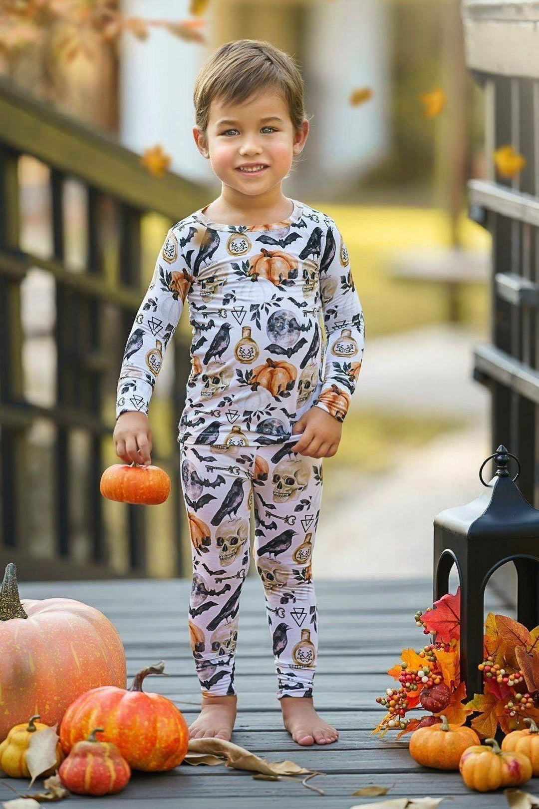 Skulls & Pumpkins Kids' Bamboo Two-Piece Pajama Set