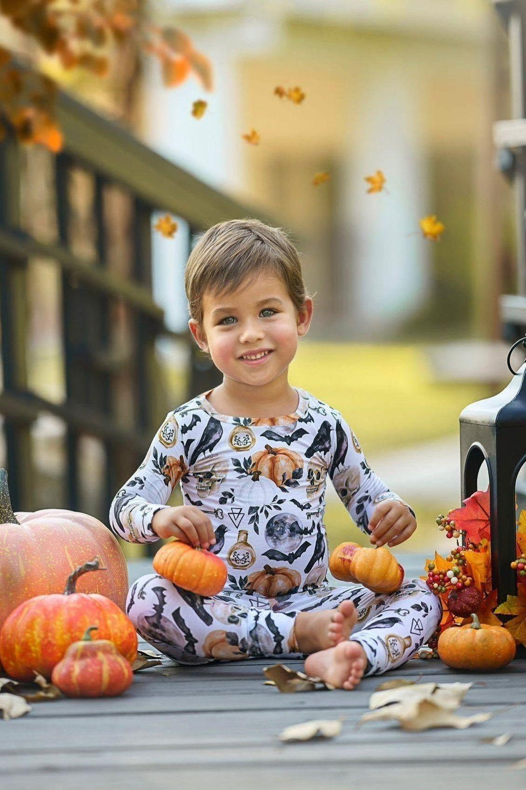 Skulls & Pumpkins Kids' Bamboo Two-Piece Pajama Set