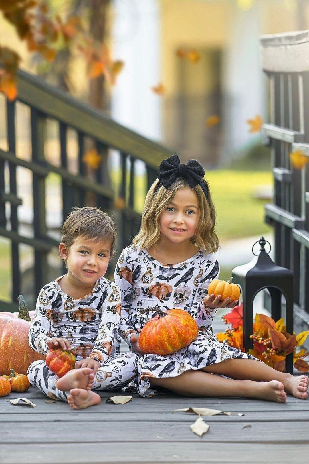 Skulls & Pumpkins Kids' Bamboo Two-Piece Pajama Set