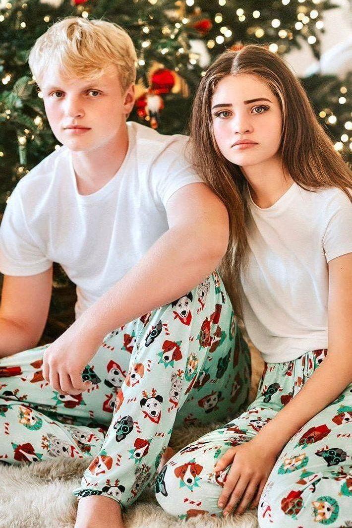 Unisex Adult Christmas Dogs Bamboo Sleep Pants Adult PJ's