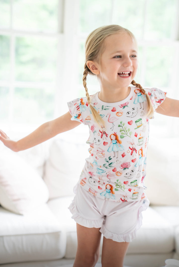 baby pink girls ruffle shorts