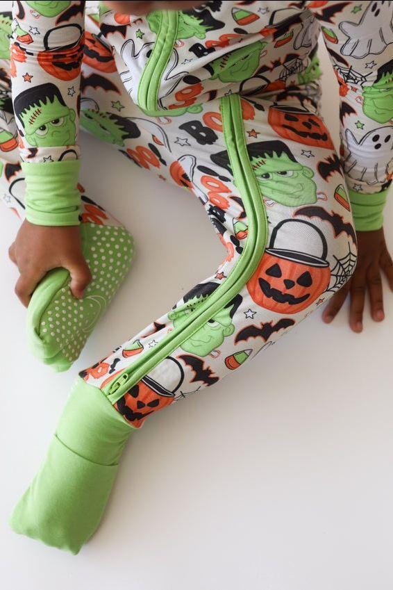 Monster Mash-Up Unisex Bamboo Zipper Pajamas