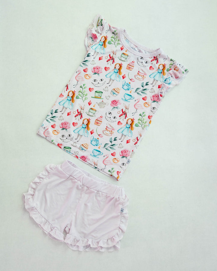 baby pink girls ruffle shorts