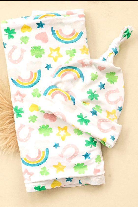 Shamrocks & Rainbows - Swaddle Blanket