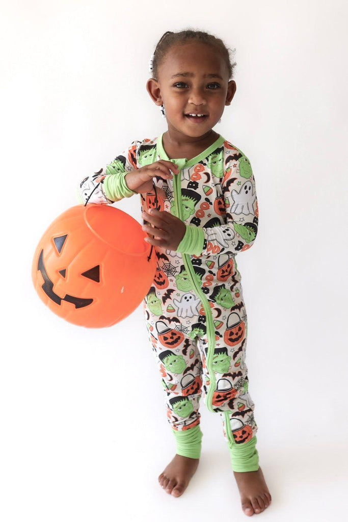 Unisex Bamboo Halloween Zipper Baby Pajamas | Autumn Moon