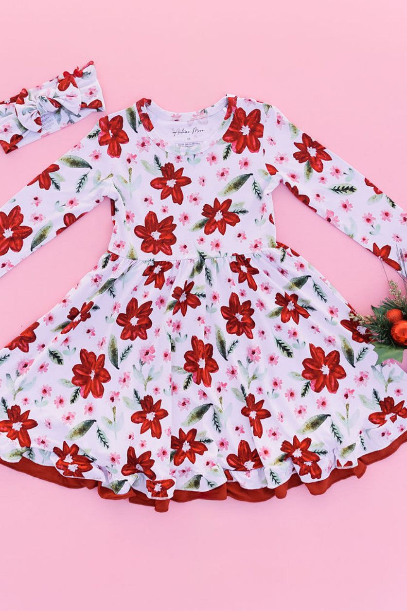 Petal Perfect - Poinsettia Girls’ Twirl Dress