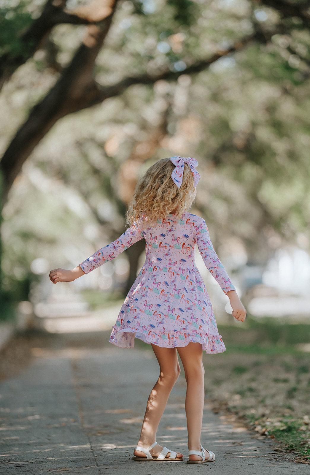unicorn winter dress Girl Winter Unicorn Rainbow Tulle Dress 2Pcs 1-6 Years by MomyMall