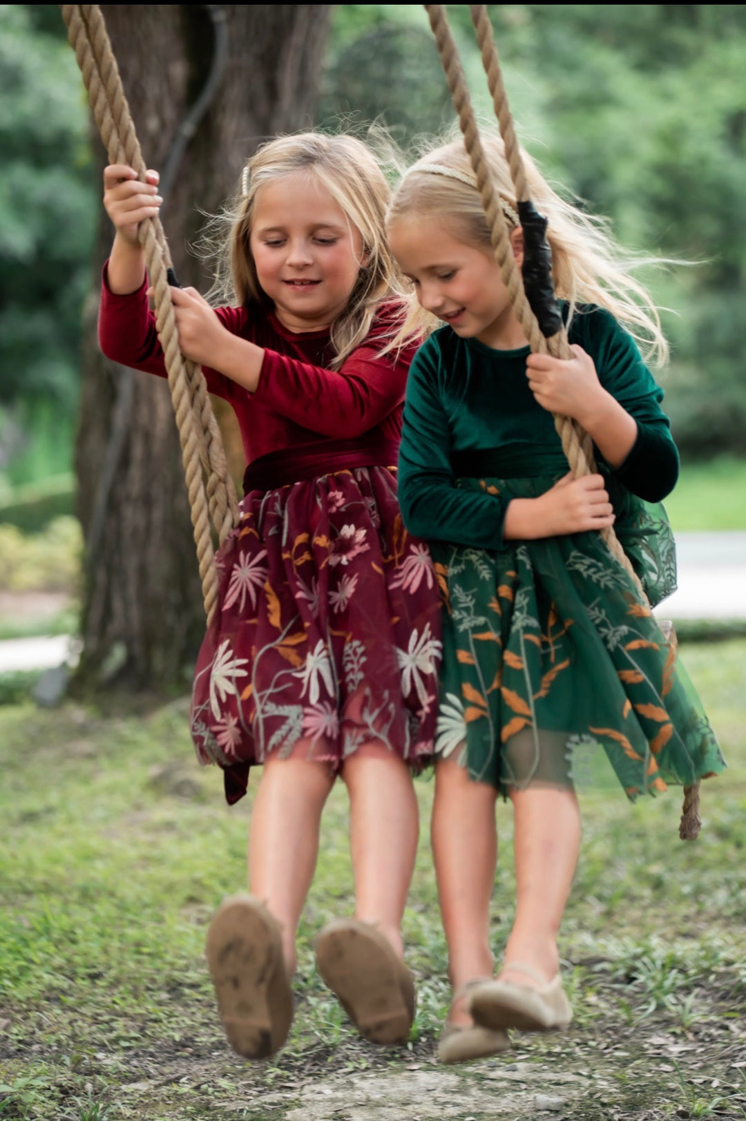 Liora - Velvet Flower Girl Dress - Bordeaux