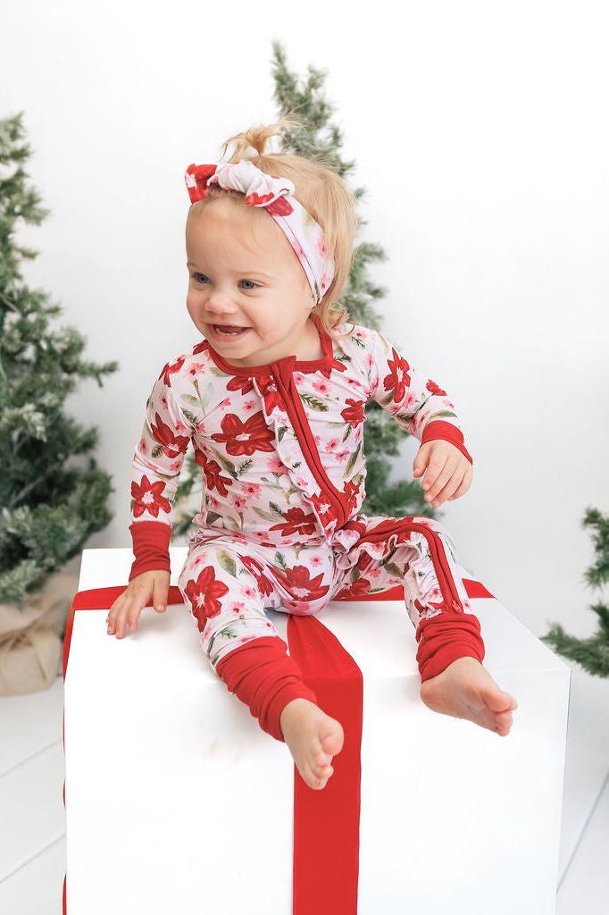 Petal Perfect Poinsettia - Zip-Up Pajamas